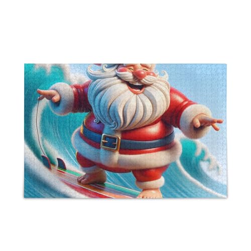 1000 Teile Puzzle, Jolly Surfing Santa Stabil, 2 mm, Puzzleteile, Spaß, Familienaktivität von ODAWA