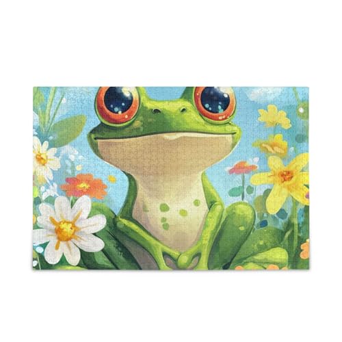 1000 Teile Puzzle, bunt, niedlicher Frosch, stabil, 2 mm, Puzzleteile, lustiges Puzzle für Erwachsene und Kinder von ODAWA