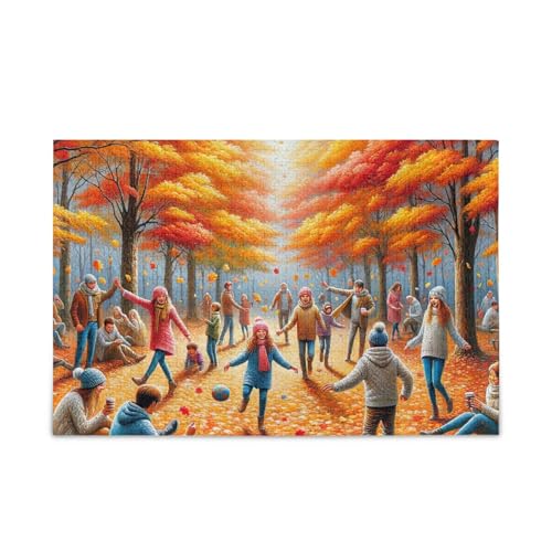 1000 Teile Puzzle Autumn Gathering Orange Stabile 2 mm Puzzleteile für Erwachsene Familien von ODAWA