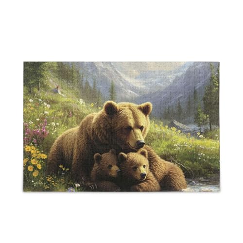 1000 Teile Puzzle Bär Familie Grün Puzzle Spiel Home Wall Artwork für Erwachsene Familien von ODAWA