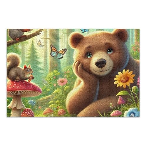 1000 Teile Puzzle Bär Wald Pädagogisches und Lernpuzzle Lustiges Puzzle für Erwachsene von ODAWA