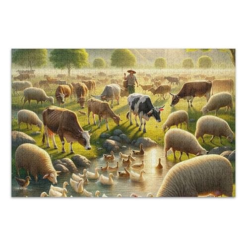 1000 Teile Puzzle Bauernhof Tiere Puzzle Spiel Home Wall Artwork Lustiges Puzzle für Erwachsene von ODAWA