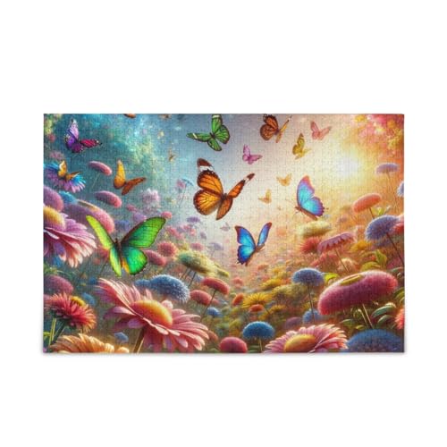 1000 Teile Puzzle Blumen Schmetterling Stabile 2 mm Puzzleteile für Erwachsene Teenager von ODAWA