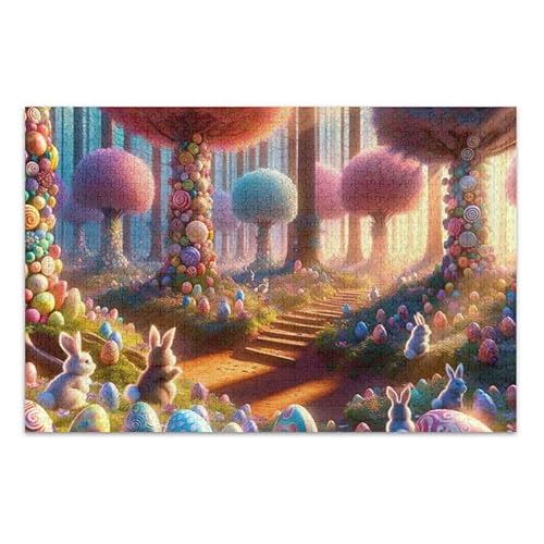 1000 Teile Puzzle Bunte Ostereier DIY Geschenk Puzzle mit Netz-Aufbewahrungstasche Lustiges Puzzle für Erwachsene Kinder von ODAWA