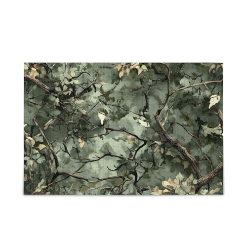 1000 Teile Puzzle Camouflage Wald DIY Geschenk Jigsaw Puzzles mit Mesh Aufbewahrungstasche Herausforderung Puzzle für Erwachsene von ODAWA