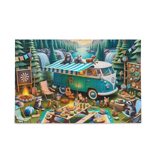 1000 Teile Puzzle Camping Wald Grün Puzzle Spiel Home Wall Artwork Herausforderung Puzzle für Erwachsene von ODAWA