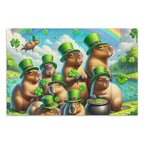 1000 Teile Puzzle Capybara Gathering Green Challenging Puzzle Spiel Lustiges Puzzle für Erwachsene Erwachsene von ODAWA