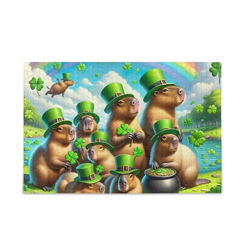 1000 Teile Puzzle Capybara Gathering Green Puzzle Spiel Home Wall Artwork für Erwachsene Familien von ODAWA