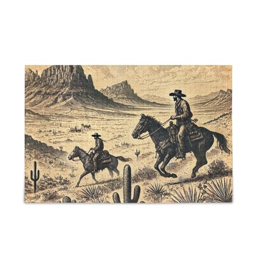 1000 Teile Puzzle Cowboys Wüste Puzzle Spiel Home Wall Artwork Spaß Familie Aktivität von ODAWA