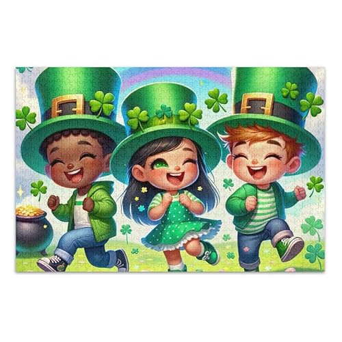 1000 Teile Puzzle Cute St Patricks Kids Lucky Educational and Learning Jigsaw Puzzle Challenge Puzzle for Adult von ODAWA