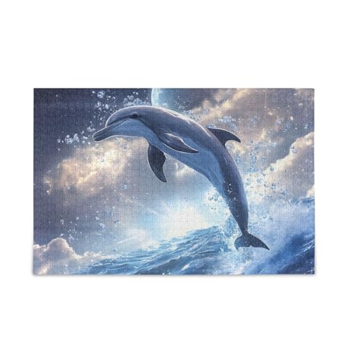 1000 Teile Puzzle Delfin Ozean Blau Puzzle Spiel Home Wall Artwork Herausforderung Puzzle für Erwachsene von ODAWA