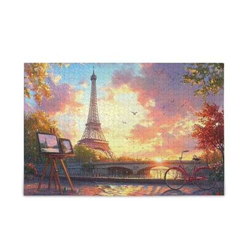 1000 Teile Puzzle Eiffelturm Sonnenuntergang Puzzle Spiel Home Wall Artwork Herausforderung Puzzle für Erwachsene von ODAWA