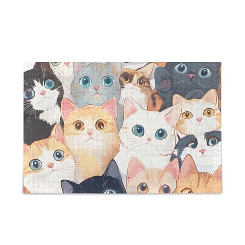 1000 Teile Puzzle Entzückende Katzen Puzzle Spaß Familienaktivität von ODAWA