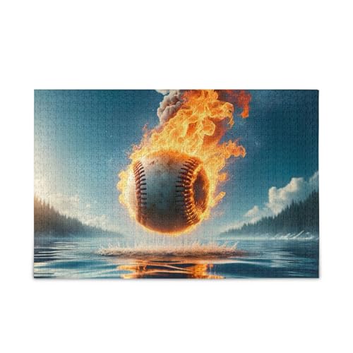 1000 Teile Puzzle Feuer Wasser Baseball Stabil 2 mm Puzzle Teile Herausforderung Puzzle für Erwachsene von ODAWA