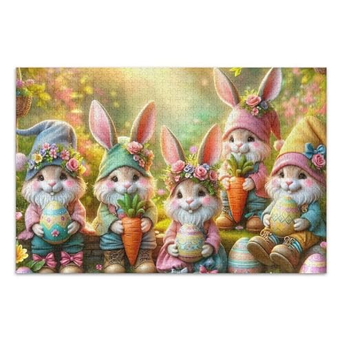 1000 Teile Puzzle Floral Gnomes Pink Educational and Learning Jigsaw Puzzle Fun Family Activity von ODAWA