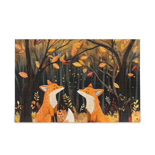 1000 Teile Puzzle Fuchs Blätter Orange Puzzle Spiel Home Wall Artwork Herausforderung Puzzle für Erwachsene von ODAWA