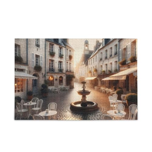 1000 Teile Puzzle Gemütlicher Stadtplatz Beige Puzzlespiel Home Wall Artwork Lustiges Puzzle für Erwachsene von ODAWA