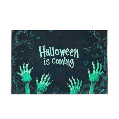 1000 Teile Puzzle Halloween Coming Hands Grün Stabile 2 mm Puzzleteile Lustiges Puzzle für Erwachsene von ODAWA