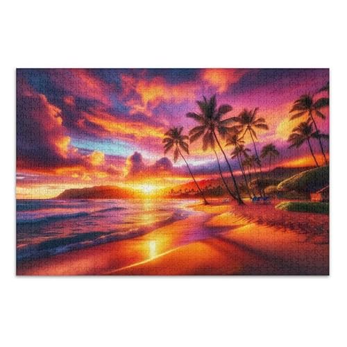 1000 Teile Puzzle Hawaii Sonnenuntergang Strand Herausforderung Puzzle Spiel Herausforderung Puzzle für Erwachsene von ODAWA