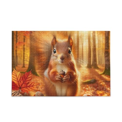 1000 Teile Puzzle Herbst Cute Squirrel Challenging Puzzle Spiel für Erwachsene Teens von ODAWA