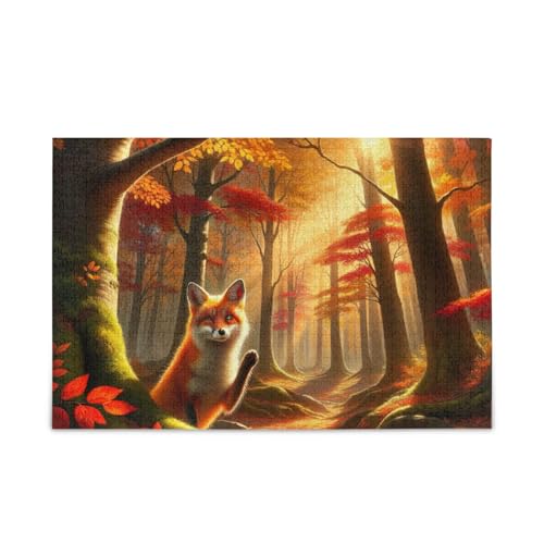 1000 Teile Puzzle Herbst Fuchs Stabile 2 mm Puzzleteile für Erwachsene Teenager von ODAWA