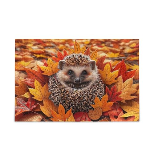 1000 Teile Puzzle Herbstblätter Igel herausforderndes Puzzlespiel für Erwachsene Teenager von ODAWA