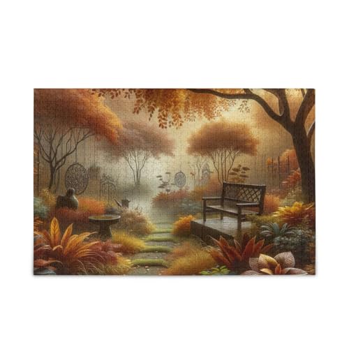 1000 Teile Puzzle Herbstgarten Orange Herausfordernd Puzzlespiel Lustiges Puzzle für Erwachsene von ODAWA