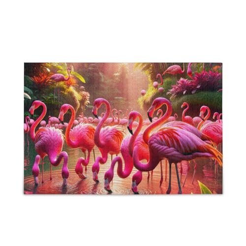 1000 Teile Puzzle Hot Pink Tropical Flamingos Puzzle Spiel Home Wall Artwork für Erwachsene Familien von ODAWA