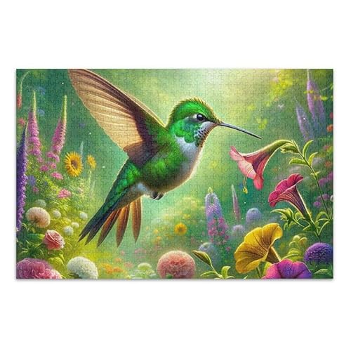 1000 Teile Puzzle Kolibris Blumen DIY Geschenk Jigsaw Puzzles mit Mesh-Aufbewahrungstasche für Erwachsene Familien von ODAWA