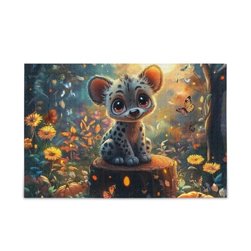 1000 Teile Puzzle Leopard Nightfall DIY Geschenk Puzzle mit Netz-Aufbewahrungstasche Lustiges Puzzle für Erwachsene Kinder von ODAWA