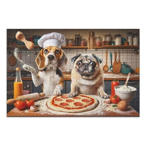 1000 Teile Puzzle Lustige Hunde machen Pizza Pädagogisch und Lernen Puzzle Spaß Familie Aktivität von ODAWA