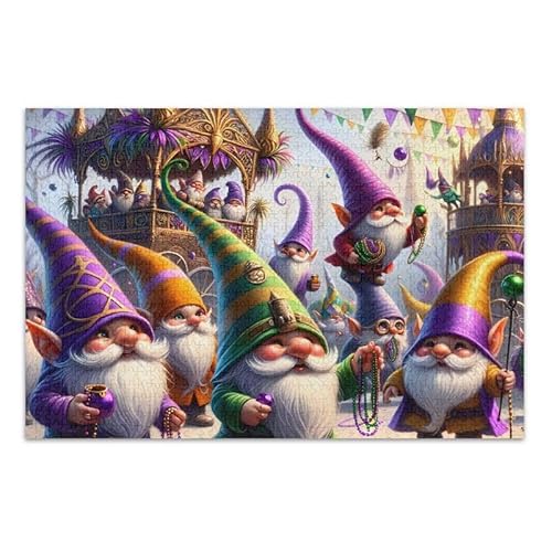 1000 Teile Puzzle Lustige Karneval Zwerge Feier DIY Geschenk Puzzle mit Netz-Aufbewahrungstasche Herausforderung Puzzle für Erwachsene von ODAWA