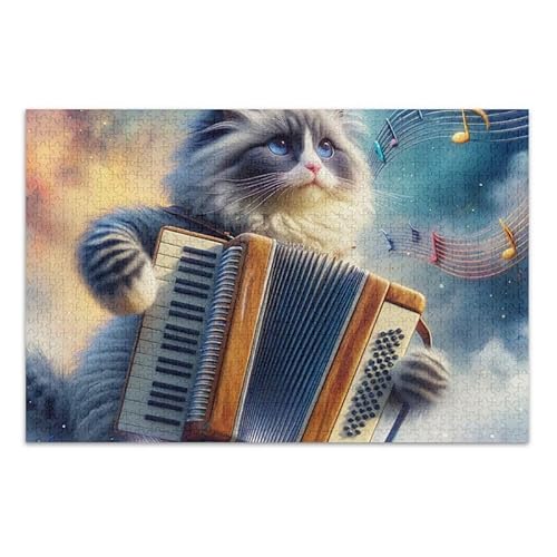 1000 Teile Puzzle Lustige Katze Blau Puzzle Spiel Home Wall Artwork Herausforderung Puzzle für Erwachsene von ODAWA