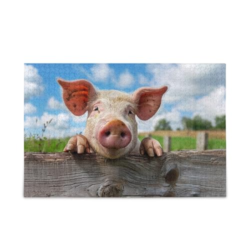 1000 Teile Puzzle Lustiges Schwein Stabile 2 mm Herausforderung Puzzles für Erwachsene von ODAWA