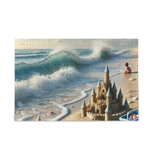 1000 Teile Puzzle Meer Sandburg Blau Herausforderndes Puzzlespiel für Erwachsene Familien von ODAWA