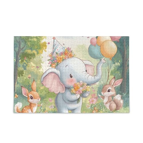 1000 Teile Puzzle Niedliche Elefanten-Kaninchen Stabile 2 mm Puzzleteile für Erwachsene, Familien von ODAWA