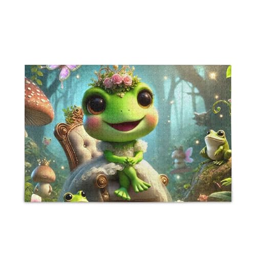 1000 Teile Puzzle Niedliche Froschkönigin Grün Puzzle Spiel Home Wall Artwork für Erwachsene Teenager von ODAWA