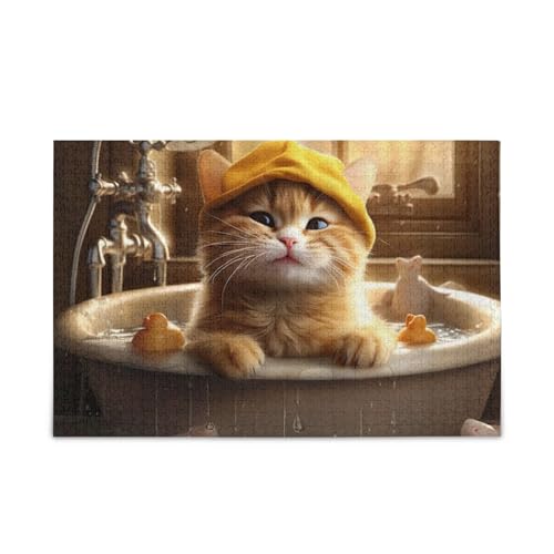 1000 Teile Puzzle Niedliche Katze Bad Jigsaw Puzzles Herausforderung Puzzles für Erwachsene von ODAWA