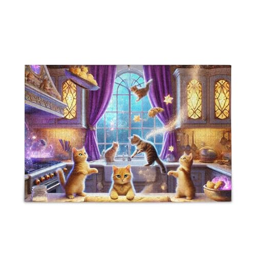 1000 Teile Puzzle Niedliche Katzen Backen Lila Puzzle Spaß Familie Aktivität von ODAWA