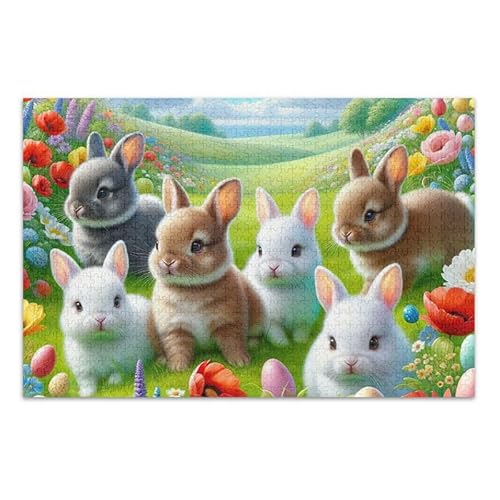 1000 Teile Puzzle Niedliche Osterhasen sammeln herausforderndes Puzzlespiel für Erwachsene, Familien von ODAWA