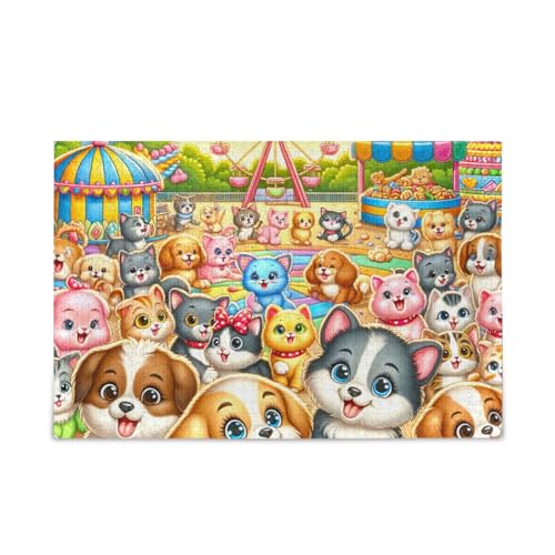 1000 Teile Puzzle Niedliche Tiere Park Aktivitäten Puzzle Spiel Home Wall Artwork für Erwachsene Familien von ODAWA