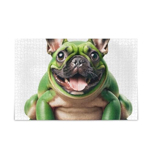 1000 Teile Puzzle Niedlicher lustiger Frosch-Hundekopf, stabile 2 mm Puzzleteile für Erwachsene, Familien von ODAWA