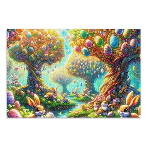 1000 Teile Puzzle Ostereier Bäume Blau Pädagogisches und Lernpuzzle Herausforderung Puzzle für Erwachsene von ODAWA