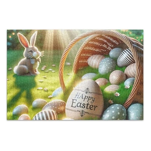 1000 Teile Puzzle Osterhase Eier Korb Herausforderung Puzzle Spiel Herausforderung Puzzle für Erwachsene von ODAWA