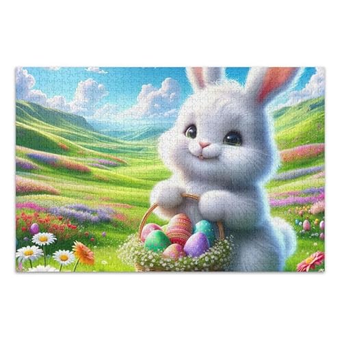 1000 Teile Puzzle Osterhase hält Eier Puzzle Spiel Home Wall Artwork Lustiges Puzzle für Erwachsene von ODAWA