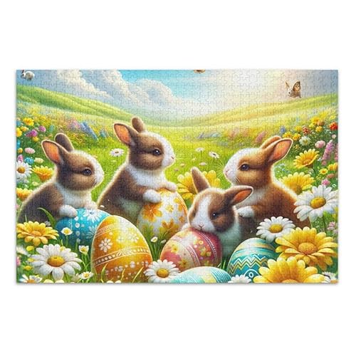 1000 Teile Puzzle Osterhasen Eier Puzzle Spiel Home Wall Artwork Herausforderung Puzzle für Erwachsene von ODAWA