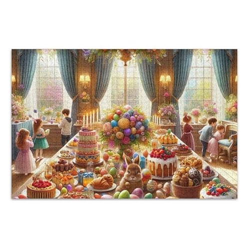 1000 Teile Puzzle Ostern Bankett Gold Herausfordernd Puzzlespiel Lustiges Puzzle für Erwachsene von ODAWA