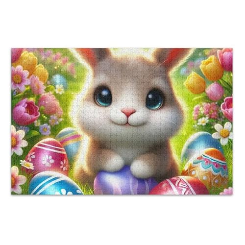 1000 Teile Puzzle Ostern Hasen Eier Herausforderndes Puzzle-Spiel Lustiges Puzzle für Erwachsene Kinder von ODAWA