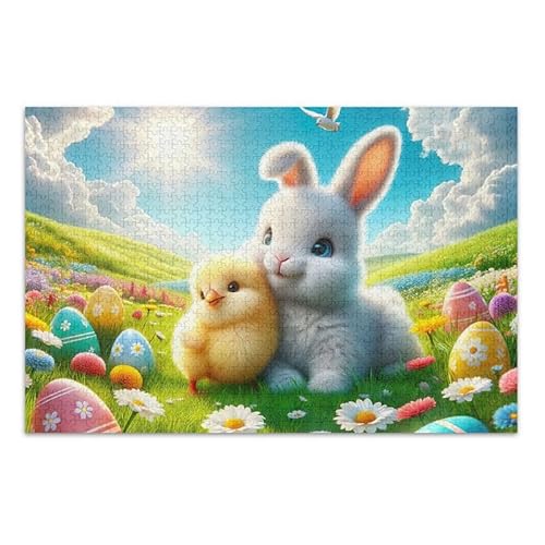 1000 Teile Puzzle Ostern Kaninchen Küken Herausforderndes Puzzlespiel für Erwachsene Familien von ODAWA