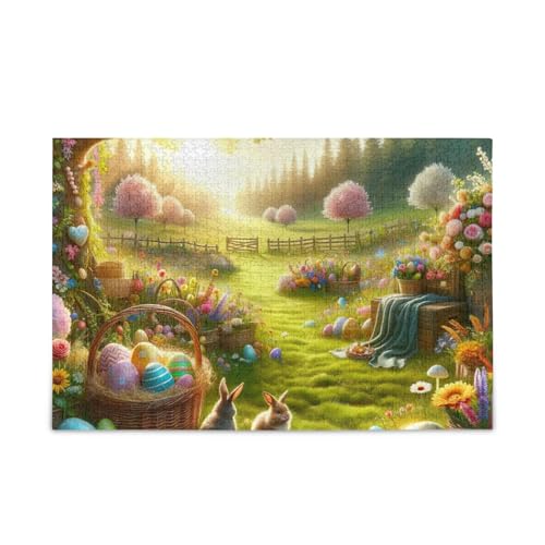 1000 Teile Puzzle Ostern Picknick Grün Herausfordernd Puzzle Spiel Spaß Familie Aktivität von ODAWA